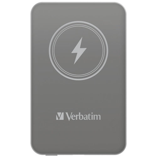 with Verbatim Wireless Powerbank Charge 'n' Go 5000 mAh battery (gray, Qi, PD 3.0, Quick Charge 3.0)