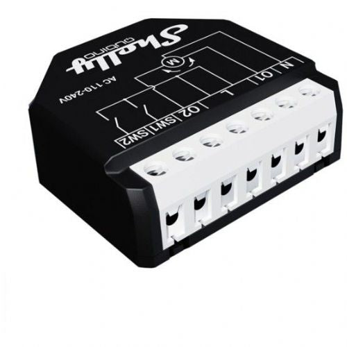 Zaklopno stikalo Shelly Qubino Wave  (črno/belo, 2 kanala)