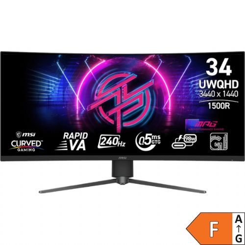 Monitor MSI MPG 346CQRF X24 86.36 cm (34") / UWQHD / 240Hz / 0.5ms / curved / HDR400 / USB-C 98W / height adjustable / black