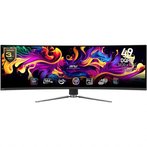 Monitor MSI MPG 491CQP 124,5 cm (49''), 5120 x 1440 (5K UHD), QD-OLED, 250 cd/m2, 144Hz, 0.03ms (GtG), ukrivljen (črn)
