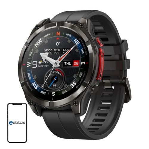 Zeblaze Stratos 4 Pro AMOLED Smartwatch, 1.43" Display, 6-System GNSS, 170 Sports Modes, 60-Day Battery, 5 ATM Water Resistance (Black)