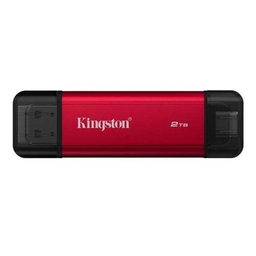 Zunanji SSD disk Kingston 2TB USB-A/USB-C 3.2 Gen 2, hitrost branja 1050 MB/s, rdeč/črn